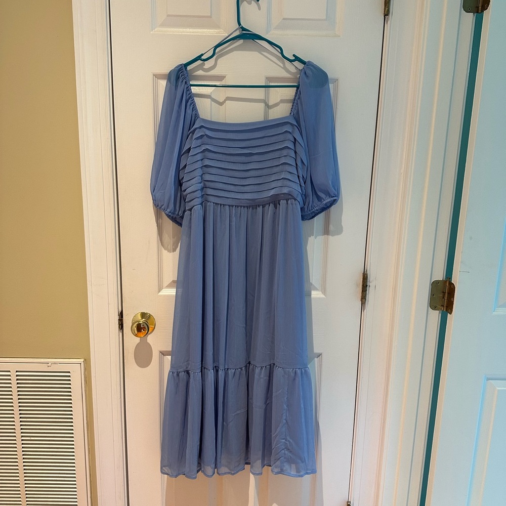 LC Lauren Conrad Blue Pleated Dress